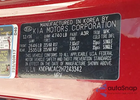 2017 Kia Sportage Lx z USA, uszkodzony, nr VIN KNDPMCAC2H7243342